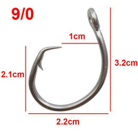 30Pcs 39960 Stainless Steel Fishing Hooks White Thick Tuna Circle Hook Size-Circle Hooks-Bargain Bait Box-9 0-Bargain Bait Box