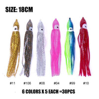 30Pcs 12Cm 15Cm 18Cm Trolling Squid Skirts, Soft Octopus Lures, Hoochie-countbass Fishing Tackles Store-18cm-Bargain Bait Box