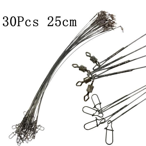 30Pcs 32Cm 25Cm Fishing Line Steel Wire Leader With Rolling Swivels Duo-Lock-THKFISH Official Store-30Pcs 25cm-Bargain Bait Box