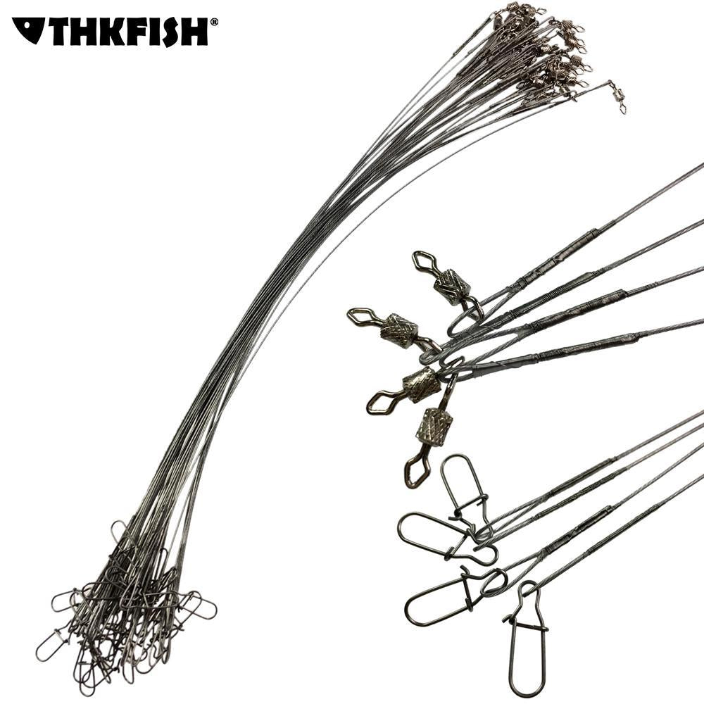 30Pcs 32Cm 25Cm Fishing Line Steel Wire Leader With Rolling Swivels Duo-Lock-THKFISH Official Store-30Pcs 25cm-Bargain Bait Box