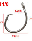 30Pcs 39960 Stainless Steel Fishing Hooks White Thick Tuna Circle Bait Fishing-shaddock fishing Official Store-11 0-Bargain Bait Box