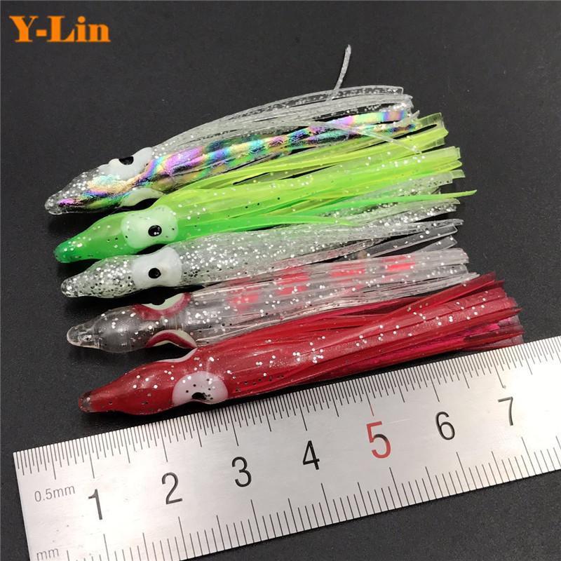 30Pcs 6Cm Fishing Squid Lures Artifical Soft Squid Skirts Mixed Color Plastic-Y-LIN TargetCarp Store-Bargain Bait Box