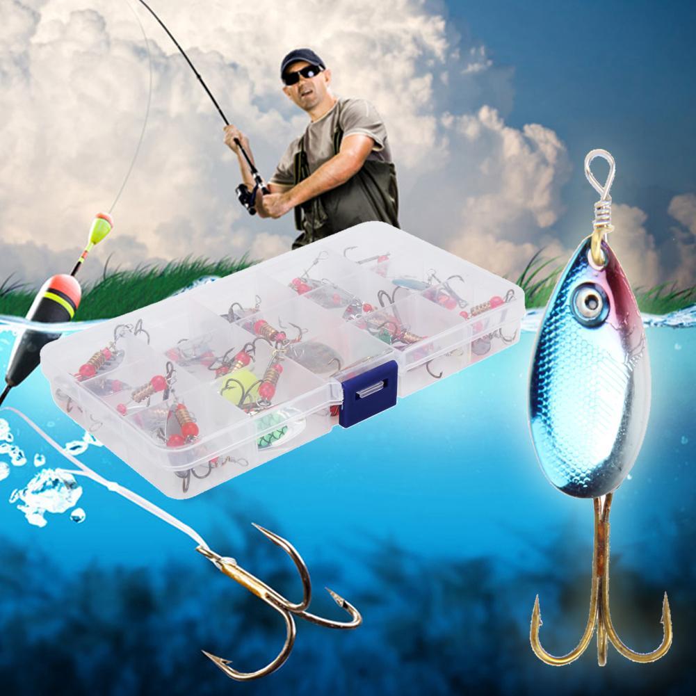 30Pcs Artificial Trout Spoon Fishing Lures Spinner Baits Box Bass Tackles Set-Bluenight Outdoors Store-Bargain Bait Box