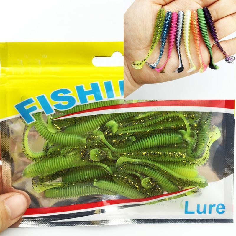 30Pcs Hot Sale Lure Spiral T Fish Soft Bait Softbaits Artificial Baits Weest-Dreamer Zhou'store-color A-Bargain Bait Box