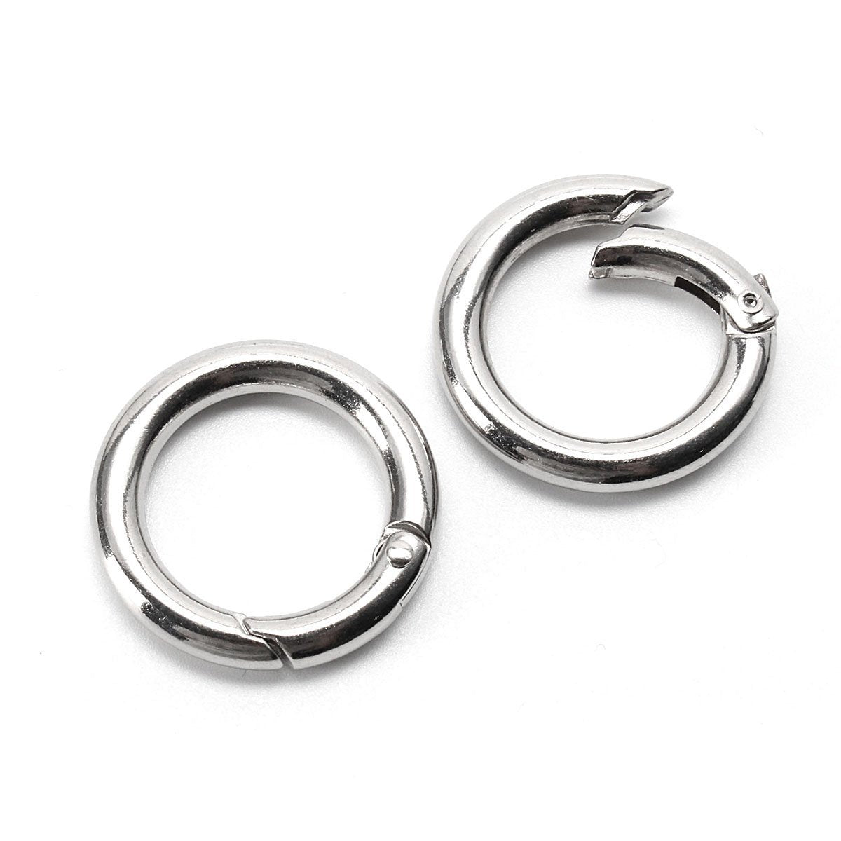 30Pcs Silver Circle Round Carabiner Camping Spring Snap Clip Hook Keychain-Camtoa Outdoor Store-Bargain Bait Box