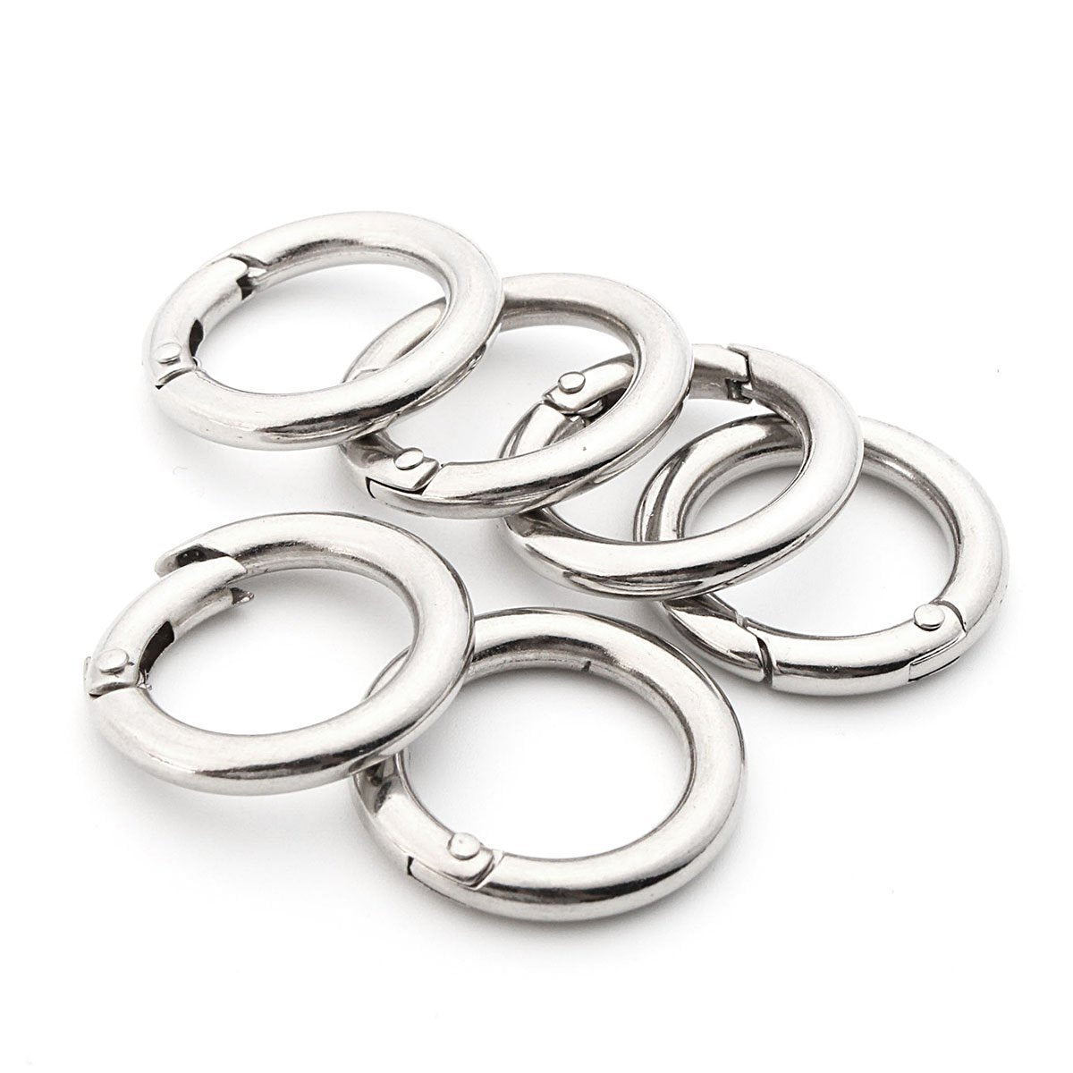 30Pcs Silver Circle Round Carabiner Camping Spring Snap Clip Hook Keychain-Camtoa Outdoor Store-Bargain Bait Box