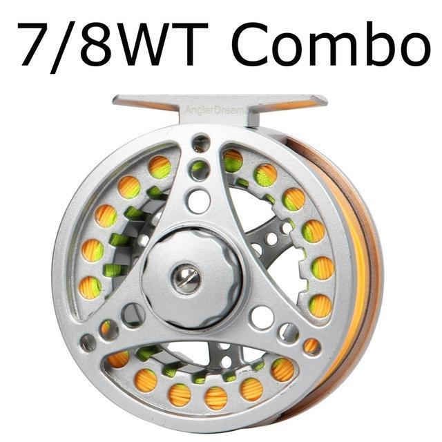 3/4 5/6 7/8 Wt Silver Black Fly Reel & Line Combo Large Arbor Aluminum Fly