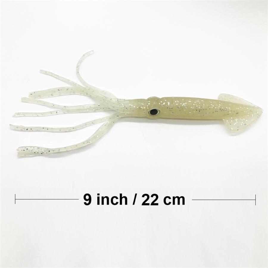 3Pcs/Set 22Cm/9Inch Length Brown/Luminous Sea Fishing Soft Big Squid Octopus-Gearlly outdoor store-luminous-Bargain Bait Box