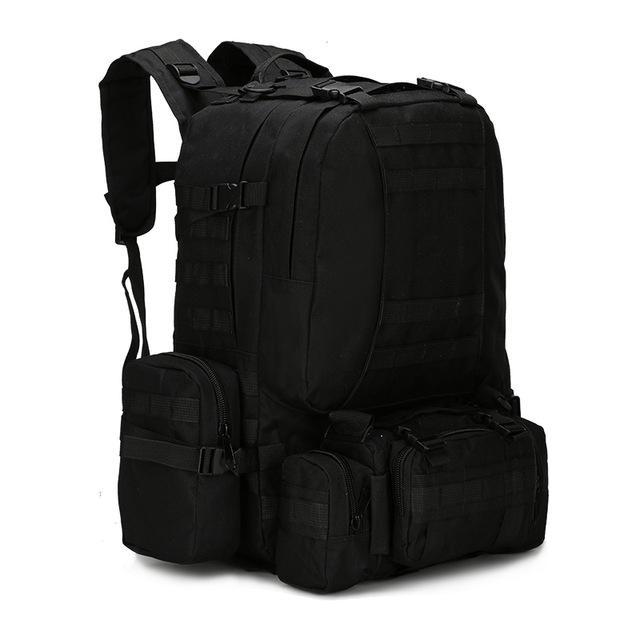 4 In 1 50L Molle Tactical Military Backpack, 600D Nylon Camping Hiking Backpack,-VEQKING Joy Store-Black-Bargain Bait Box