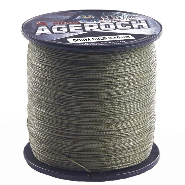 4 Strands 500M Braided Fishing Line 6-100Lb 13 Colors Available Multifilament-AGEPOCH Fishing Tackle Co., Ltd.-Army Green-0.6-Bargain Bait Box