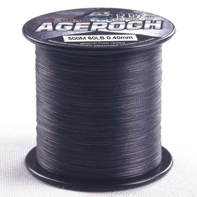 4 Strands 500M Braided Fishing Line 6-100Lb 13 Colors Available Multifilament-AGEPOCH Fishing Tackle Co., Ltd.-Black-0.6-Bargain Bait Box