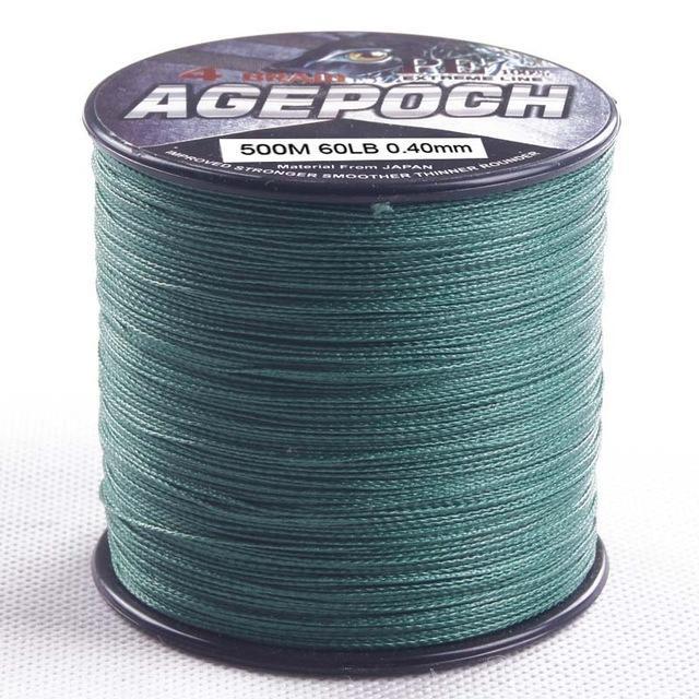 4 Strands 500M Braided Fishing Line 6-100Lb 13 Colors Available Multifilament-AGEPOCH Fishing Tackle Co., Ltd.-Green-0.6-Bargain Bait Box