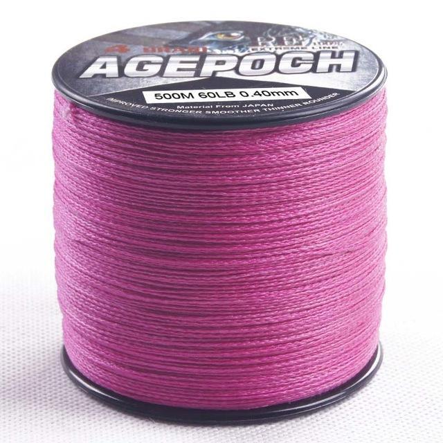 4 Strands 500M Braided Fishing Line 6-100Lb 13 Colors Available Multifilament-AGEPOCH Fishing Tackle Co., Ltd.-Pink-0.6-Bargain Bait Box