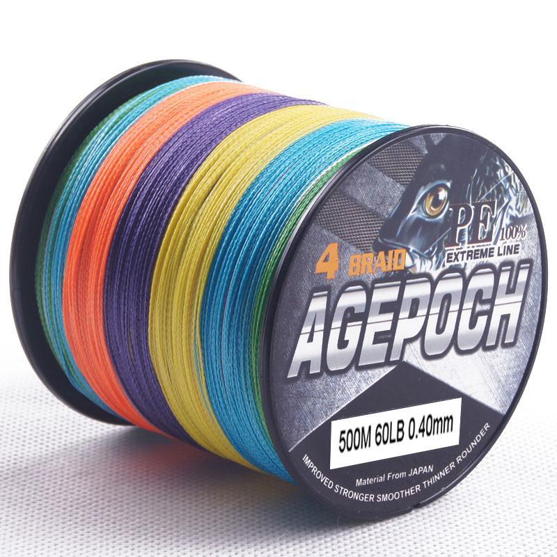 4 Strands 500M Braided Fishing Line 6-100Lb 13 Colors Available Multifilament-AGEPOCH Fishing Tackle Co., Ltd.-White-0.6-Bargain Bait Box