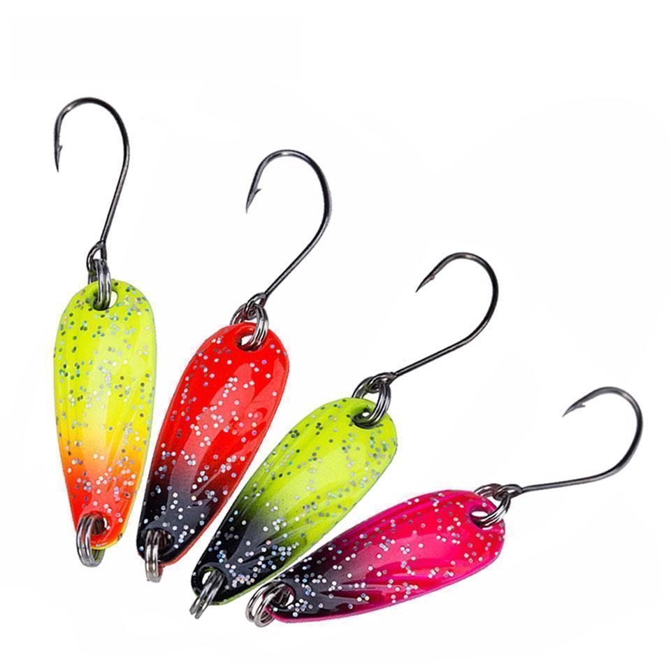 4Pcs 2.5G Fishing Metal Spoon Baits Metal Spinner Lure Trout Spoon Mini Bait-LooDeel Outdoor Sporting Store-4PCS Mix Color-Bargain Bait Box