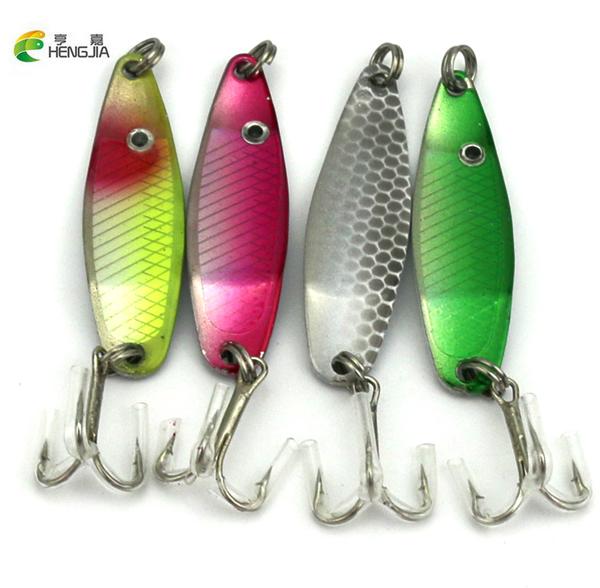 4Pcs S Hand Spinner Spoon Fishing Baits With Hooks Eyes 4 Colors-Casting &amp; Trolling Spoons-Bargain Bait Box-Bargain Bait Box