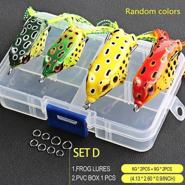 4Pcs/Box Ray Frog Soft Fishing Lures 6G 9G 13G Double Hooks Top Water Ray Frog-DONQL Store-2pcs 6g and 2pcs 9g-Bargain Bait Box