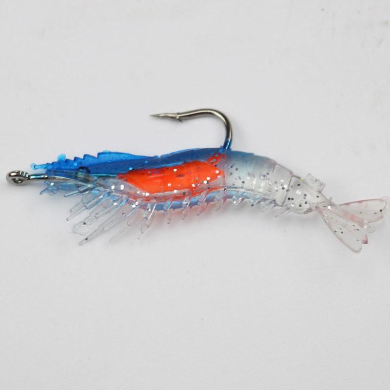 4Pcs/Lot Shrimp Soft Lure 6Cm/2.79G Fishing Artificial Bait With Glow Hook-Skmially Store-luminous-Bargain Bait Box