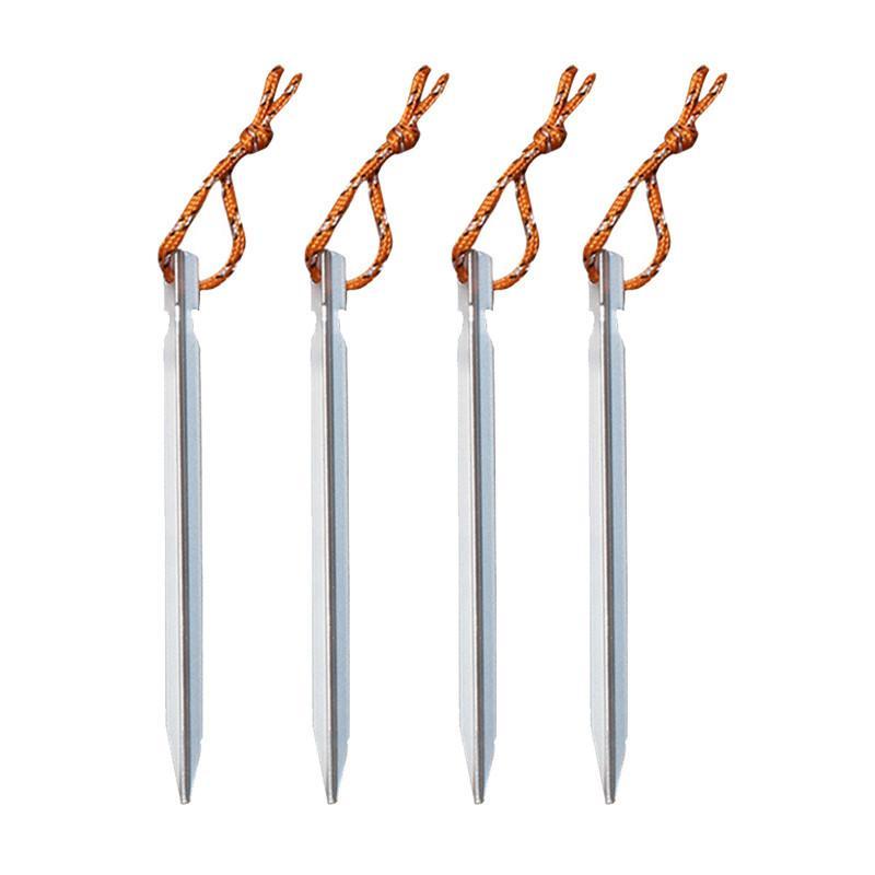 4Pcs/Set 18Cm Tent Peg Nail 700I Aluminium Alloy Tent Stake Rope For Outdoor-easygoing4-Silver-Bargain Bait Box