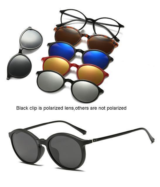 5 Lenes Magnet Sunglasses Clip Mirrored Clip On Sunglasses Clip On Glasses Men-Polarized Sunglasses-Bargain Bait Box-2203A-Bargain Bait Box
