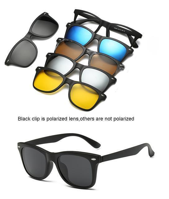 5 Lenes Magnet Sunglasses Clip Mirrored Clip On Sunglasses Clip On Glasses Men-Polarized Sunglasses-Bargain Bait Box-2208A-Bargain Bait Box