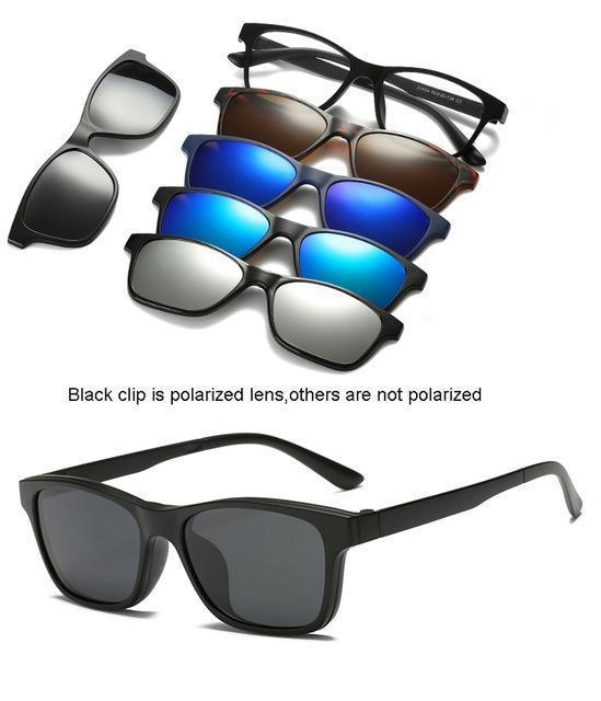 5 Lenes Magnet Sunglasses Clip Mirrored Clip On Sunglasses Clip On Glasses Men-Polarized Sunglasses-Bargain Bait Box-2246A-Bargain Bait Box