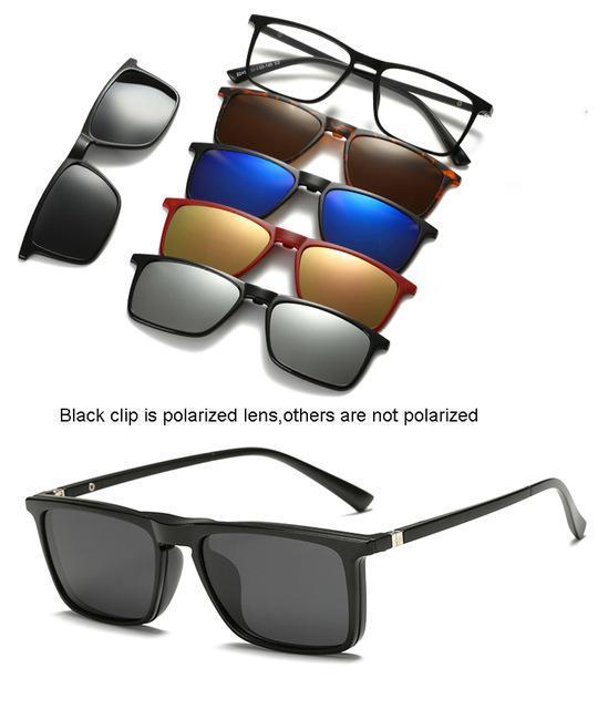 5 Lenes Magnet Sunglasses Clip Mirrored Clip On Sunglasses Clip On Glasses Men-Polarized Sunglasses-Bargain Bait Box-2249A-Bargain Bait Box