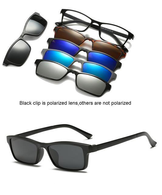5 Lenes Magnet Sunglasses Clip Mirrored Clip On Sunglasses Clip On Glasses Men-Polarized Sunglasses-Bargain Bait Box-2250A-Bargain Bait Box
