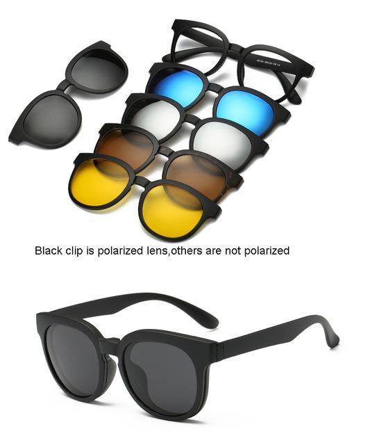 5 Lenes Magnet Sunglasses Clip Mirrored Clip On Sunglasses Clip On Glasses Men-Polarized Sunglasses-Bargain Bait Box-9010A-Bargain Bait Box