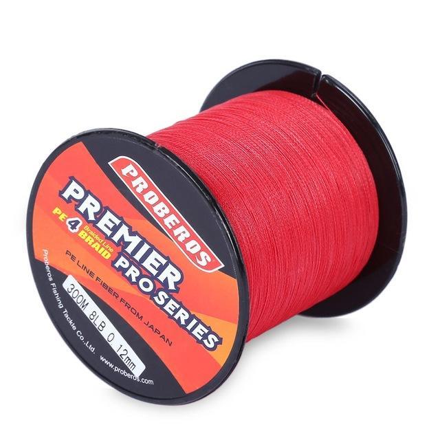 5 Colors 300M Pe Braided Fishing Line 4 Stands 6Lbs To 80Lb Super Strong Fishing-Shenzhen Outdoor Fishing Tools Store-Red-0.4-Bargain Bait Box