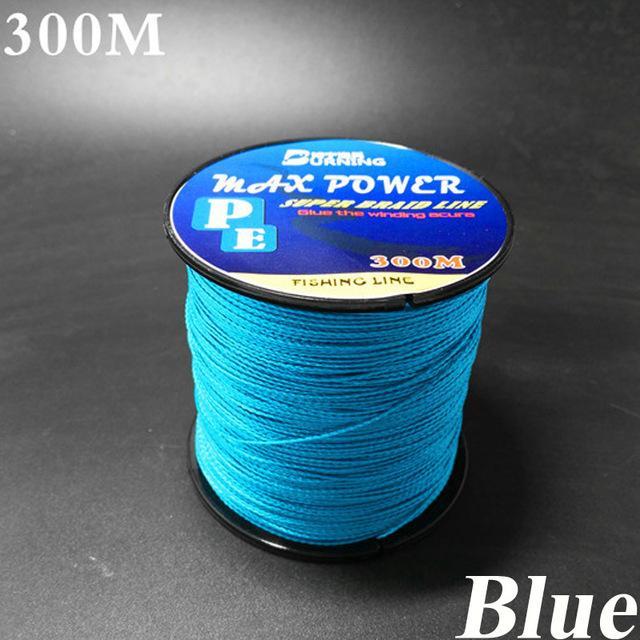 5 Colors Max Power Super Strong 300M 330Yards Pe Braided Fishing Line 4 Stands-ACEXPNM Angler &amp; Cyclist&#39;s Store-Blue-0.4-Bargain Bait Box