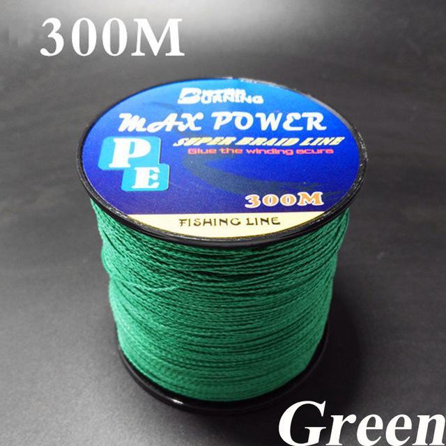 5 Colors Max Power Super Strong 300M 330Yards Pe Braided Fishing Line 4 Stands-ACEXPNM Angler &amp; Cyclist&#39;s Store-Green-0.4-Bargain Bait Box