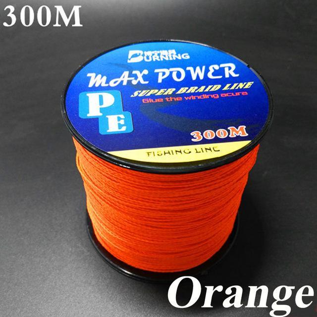 5 Colors Max Power Super Strong 300M 330Yards Pe Braided Fishing Line 4 Stands-ACEXPNM Angler &amp; Cyclist&#39;s Store-Orange-0.4-Bargain Bait Box