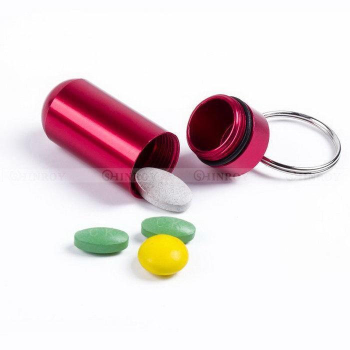 5 Pcs Travel Aluminum Alloy Pill Box Keyring Waterproof Metal Medicine Container-candy stroe-Bargain Bait Box