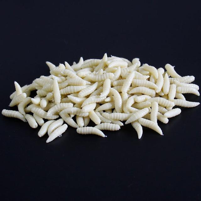 50 Pcs 1.5Cm 0.12G Maggot Grub Soft Lure Protein Soft Bait Worm Fishing Lures-Skmially Store-50pcs-creamcolored-Bargain Bait Box