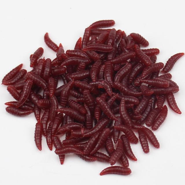 50 Pcs 1.5Cm 0.12G Maggot Grub Soft Lure Protein Soft Bait Worm Fishing Lures-Skmially Store-50pcs-red-Bargain Bait Box