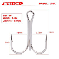 500Pc Three Hook White Nickel Color Fishhook 2/4/6/8/10# Fishing Hook High-Treble Hooks-Bargain Bait Box-10-Bargain Bait Box