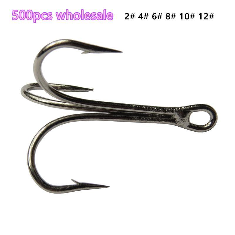 500Pcs/Lot Treble Hook Fishing Hooks High Carbon Steel Sharpened Size 2# 4# 6#-Treble Hooks-Bargain Bait Box-10-Bargain Bait Box