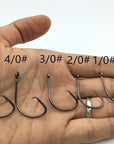 50Pc 7381 Fishing Hooks Black Color Octopus/Circle Sport Circle Fish Hook Jig-Circle Hooks-Bargain Bait Box-size 1-Bargain Bait Box