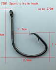 50Pc 7381 Fishing Hooks Black Color Octopus/Circle Sport Circle Fish Hook Jig-Circle Hooks-Bargain Bait Box-size 2I0-Bargain Bait Box