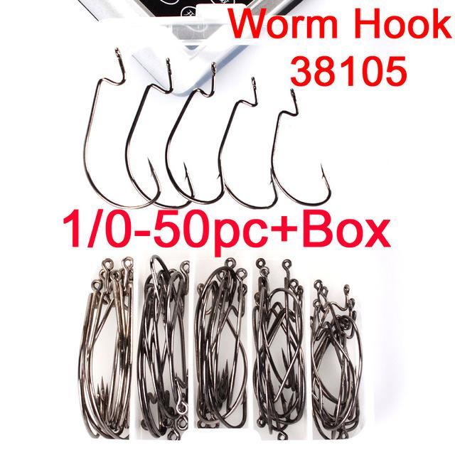 50Pcs Fishing Weedless Offset Worm G Hook Wide Cap Soft Plastic Jelly Musky-Wide Gap Hooks-Bargain Bait Box-1-0-Bargain Bait Box