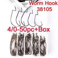 50Pcs Fishing Weedless Offset Worm G Hook Wide Cap Soft Plastic Jelly Musky-Wide Gap Hooks-Bargain Bait Box-4-0-Bargain Bait Box