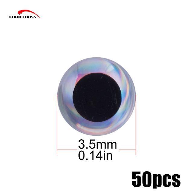 50Pcs Sliver Molded 3D Eyes For Unpainted Lure Bodies, Size 3.5 4.0 4.5 5.0-Fish Eyes-Bargain Bait Box-3 point 5mm-Bargain Bait Box