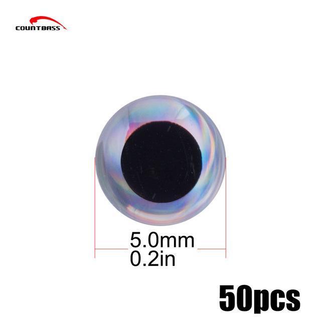 50Pcs Sliver Molded 3D Eyes For Unpainted Lure Bodies, Size 3.5 4.0 4.5 5.0-Fish Eyes-Bargain Bait Box-5mm-Bargain Bait Box