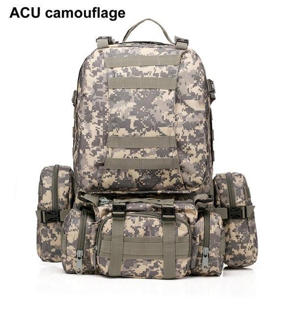 50L Molle Tactical Backpack Waterproof 600D Assault Outdoor Travel Hiking-Yunvo Outdoor Sports CO., LTD-ACU camouflage-Bargain Bait Box