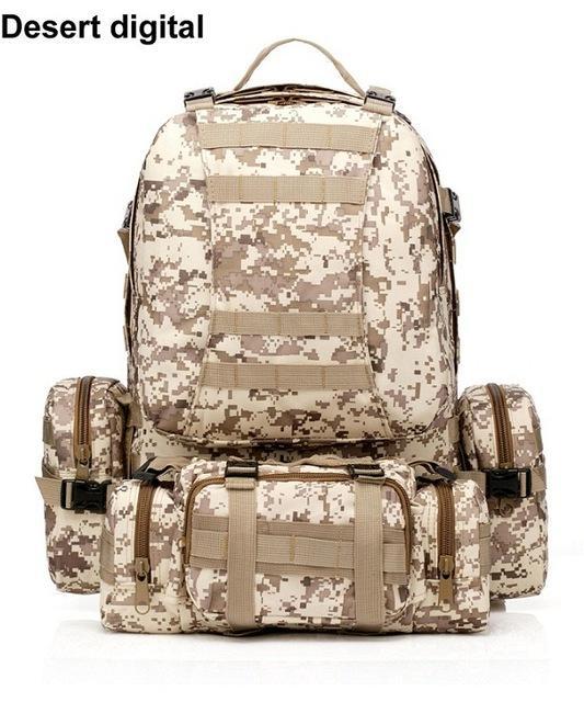 50L Molle Tactical Backpack Waterproof 600D Assault Outdoor Travel Hiking-Yunvo Outdoor Sports CO., LTD-Desert digital-Bargain Bait Box