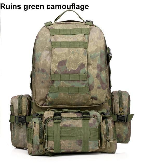 50L Molle Tactical Backpack Waterproof 600D Assault Outdoor Travel Hiking-Yunvo Outdoor Sports CO., LTD-Ruins green camoufla-Bargain Bait Box