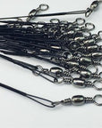 50Pcs 15Cm -30Cm Fishing Line Steel Wire Leader With Rolling Swivels Duo-Lock-OUTDOOR WH Store-Black-15cm-Bargain Bait Box