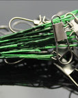 50Pcs 15Cm -30Cm Fishing Line Steel Wire Leader With Rolling Swivels Duo-Lock-OUTDOOR WH Store-Green-15cm-Bargain Bait Box