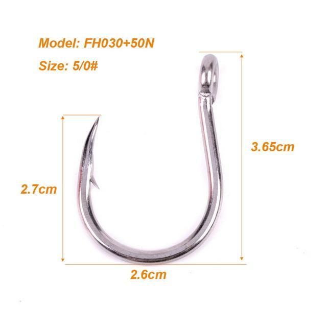 50Pcs Fishing Hooks 1/0#-13/0# Stainless Steel Fishing Hook Jig Big Single Hooks-Xiamen Smith Industry Co,. Ltd-Size 5-Bargain Bait Box